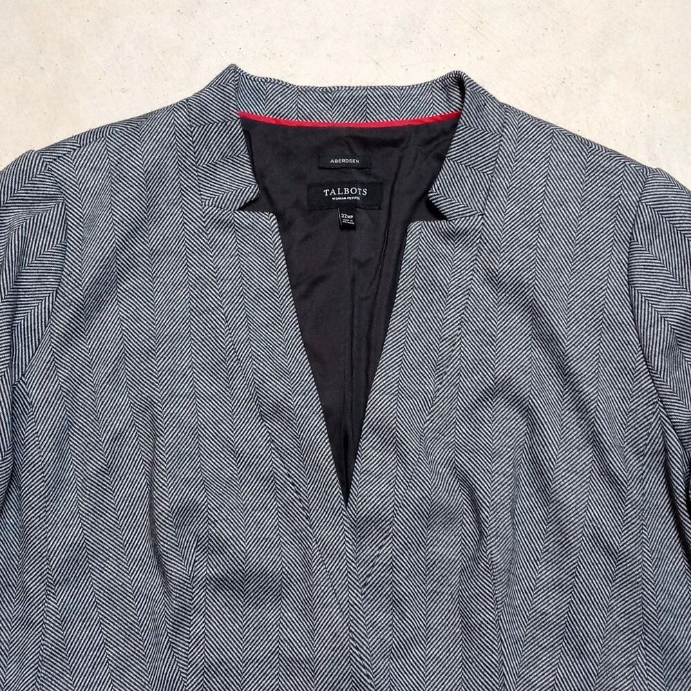 TALBOTS Aberdeen Herringbone Blazer Jacket Womens Plus Size 22W Petite - Picture 3 of 10